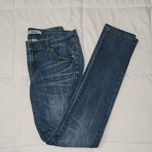 refuge Dark Blue Skinny Jeans with Faded Whiskering